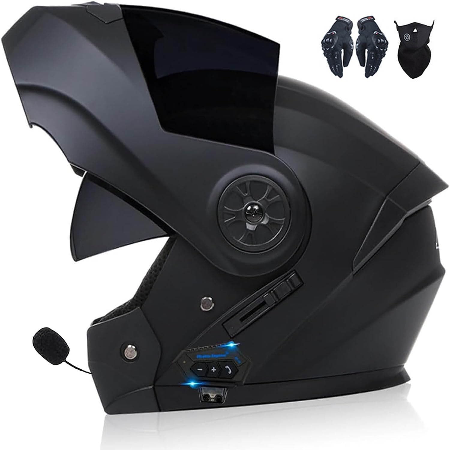 RIKCAT Motorradhelm, Klapphelm mit Bluetooth, modularer Doppel-Sonnenblende, Vollhelm, Unisex-Helm, integriertes Kommunikationssystem ohne Installation, DOT/ECE-zertifizierter Helm C,L=59-60cm von RIKCAT