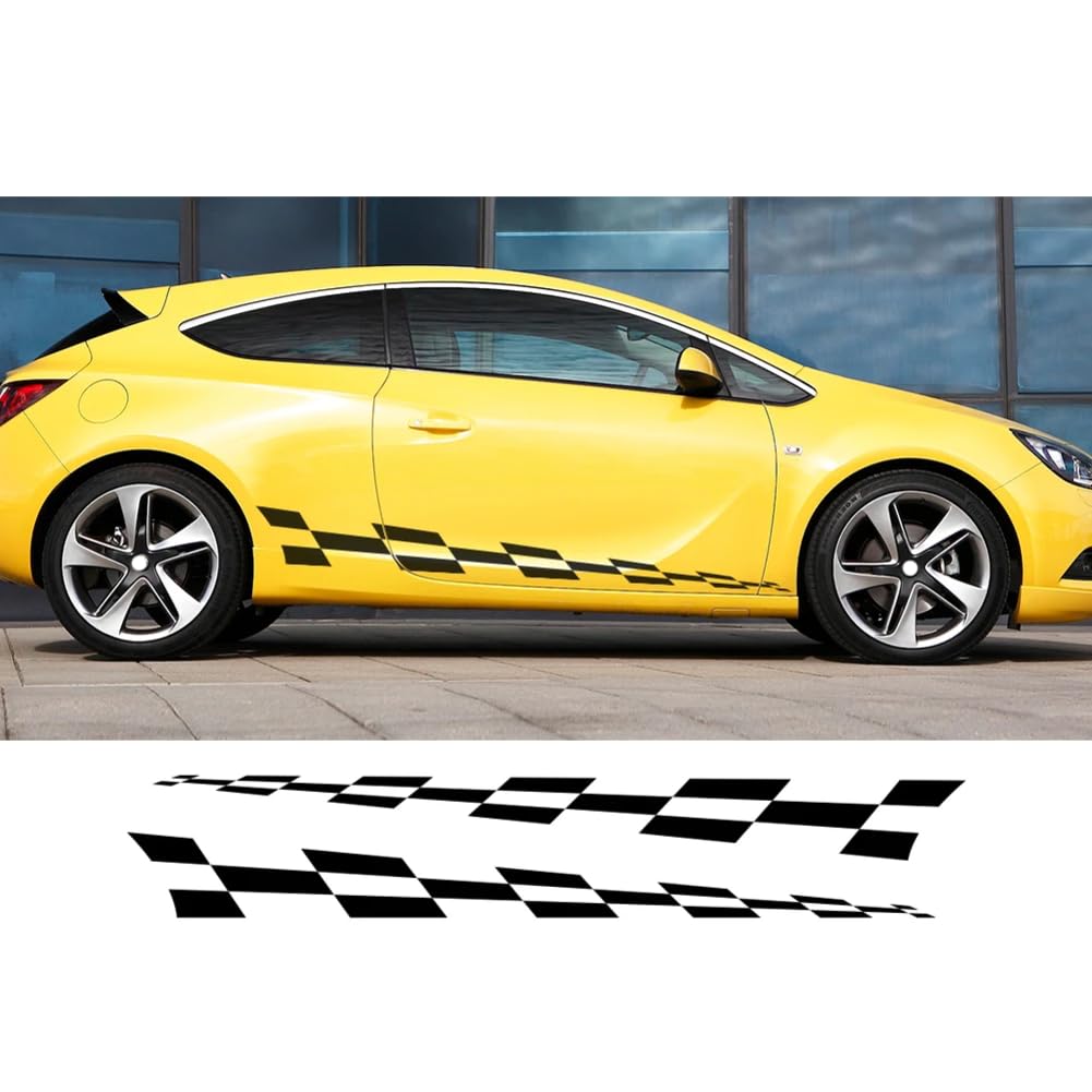 2 STK. Auto-Vinyl-Seitenstreifen-Aufkleber, für Opel Adam Astra Viva Corsa Autografiken Rennsport PVC-Aufkleber Tuning-Zubehör Auto-Seitenschweller-Streifenaufkleber von RIMMEAN