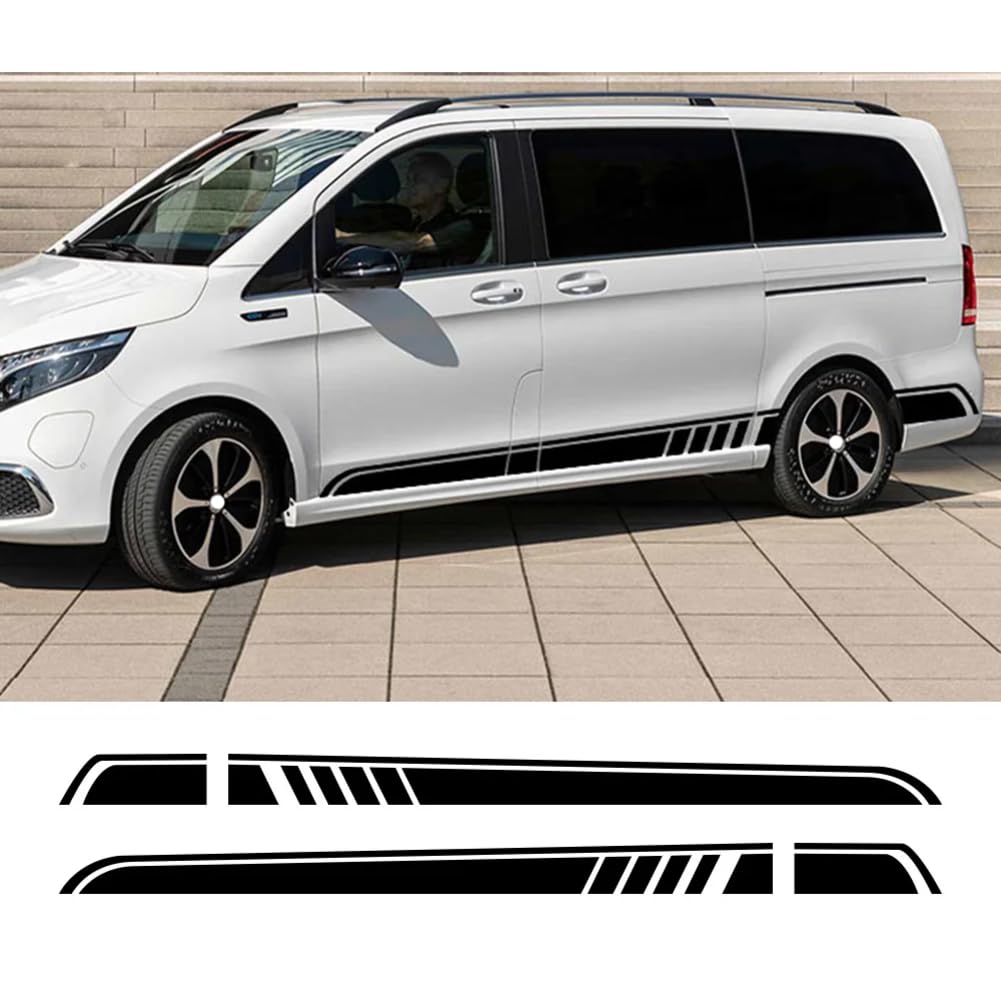 2 STÜCKE Autoaufkleber, Für M=ercedes B=ENZ Vito V-Klasse Viano W447 V260 W639 W638 Marco Polo Camper Van Tuning-Zubehör Vinyl-Aufkleber Auto-Seitenschweller-Streifenaufkleber von RIMMEAN