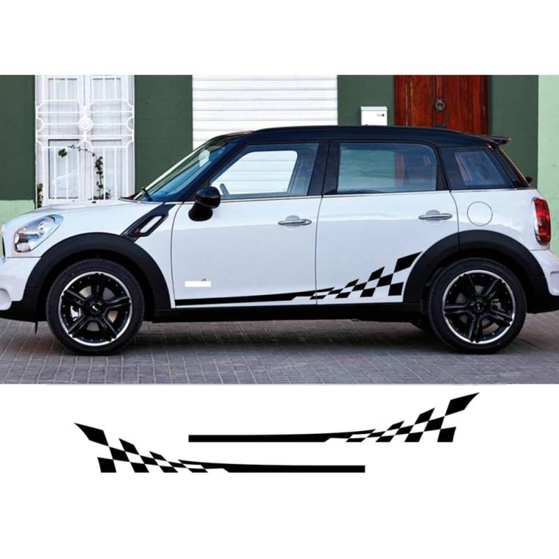 2-teilige Autotür-Seitenaufkleber, Rennsport-Aufkleber, für M=ini Cooper R56 R57 R58 R50 R52 R53 R59 R61 Countryman R60 F60 F55 F56 F54, Auto-Seitenschweller-Streifenaufkleber von RIMMEAN