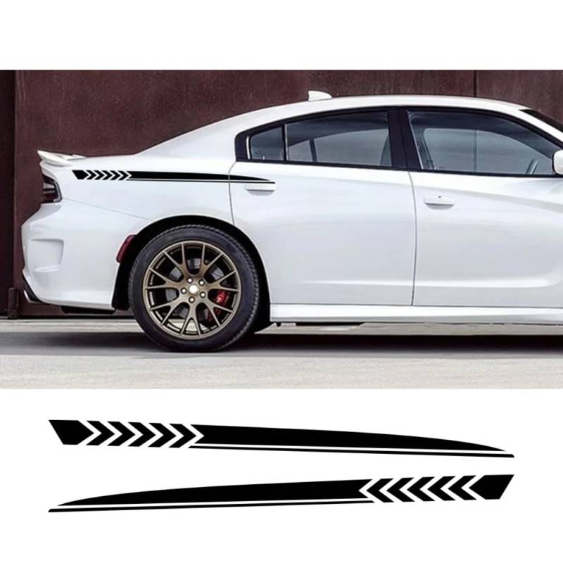 2PPC Autoseitenaufkleber, Für Dodge, Für Charger SXT GT R/T SCAT Pack WIDEBODY Tuning Autozubehör Sportstreifen Vinyl-Aufkleber Autoseitenschweller-Streifenaufkleber von RIMMEAN