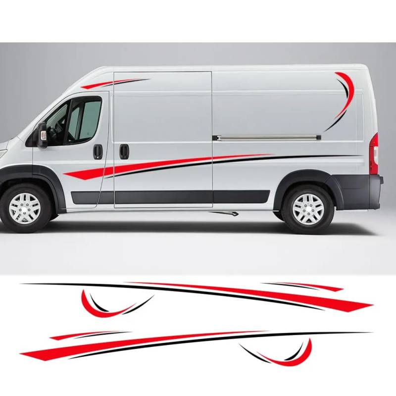 6 Stück/Lot Autoaufkleber Grafiken Sport Vinyl Streifen Wohnmobil Aufkleber, Für Peugeot Boxer, Für Citroen Jumper, Für FIAT Ducato Zubehör Auto Seitenschweller Streifen Aufkleber von RIMMEAN