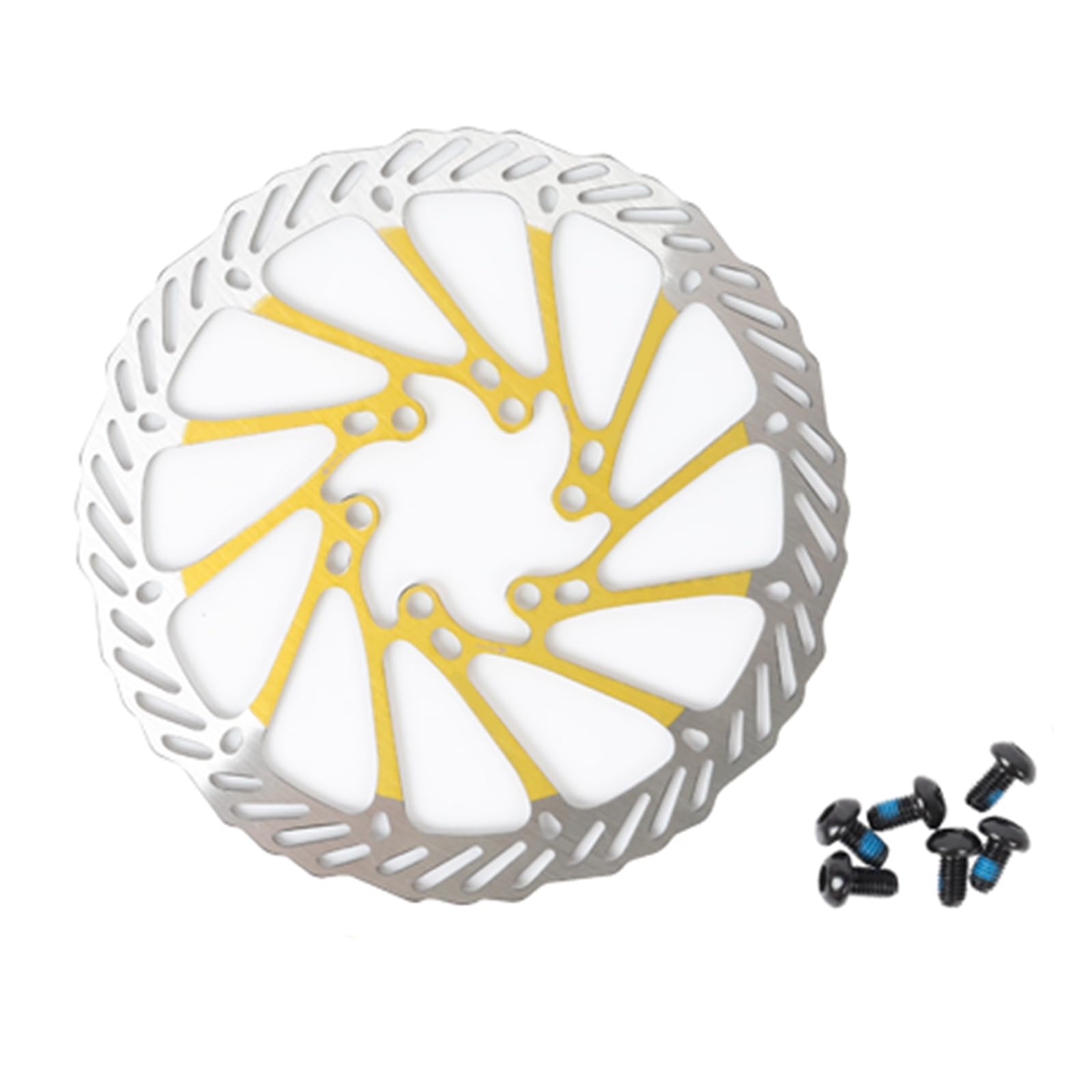 RINGGLO Fahrrad-Scheibenbremsrotor, 180 mm, Edelstahl-Fahrradrotoren mit 6 Schrauben, passend für Mountainbikes, Rennräder und die meisten Fahrräder,180mm gold von RINGGLO