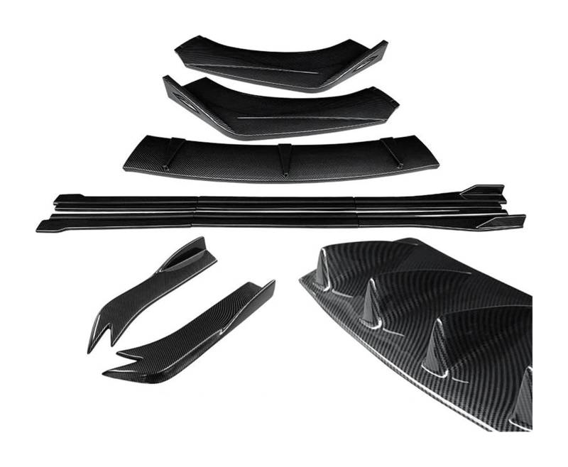 Front Spoiler Lippe Für A4 B7 B8.5 S4 RS4 Universal Frontschürze Lip Spoiler Seite Splitter Deflektor Körper Kit Guards Seite Schritt Rock 12 Stücke(Carbon Fiber Look) von RINKTEEA