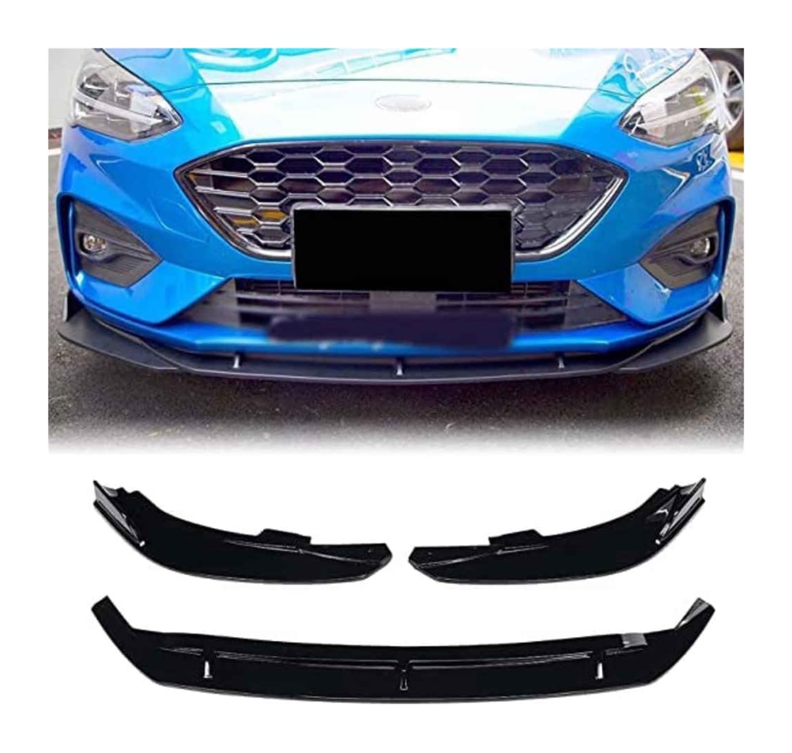 Front Spoiler Lippe Für Ford Für Focus St Line 2019-2021 Frontstoßstange Lippe Kinnspoiler Carbon Look Frontdiffusor Diffusor Normal-B Glänzendes Schwarz(BGlossyBlack) von RINKTEEA