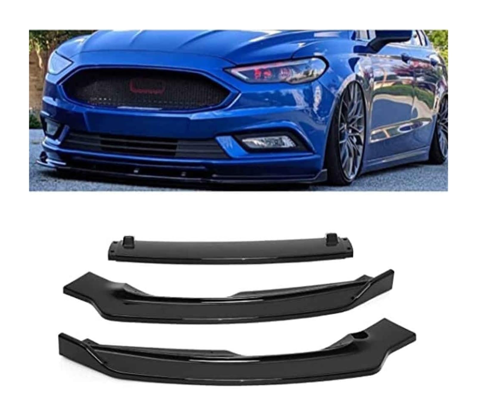 Front Spoiler Lippe Für Ford Für Fusion Für Mondeo 2017 2018 Frontstoßstange Lippe Kinnspoiler Carbon Look Frontdiffusor Diffusor Normal-C Mattschwarz(BGlossyBlack) von RINKTEEA