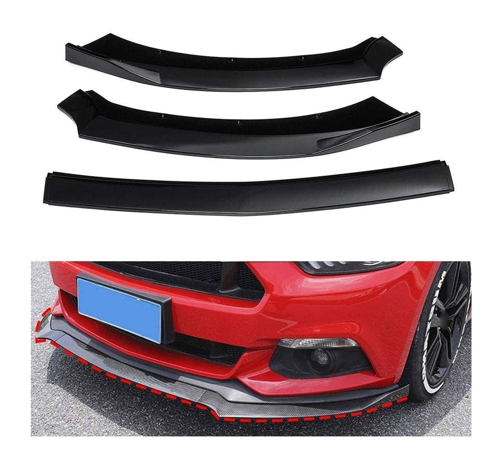 Front Spoiler Lippe Für Ford Für Mustang 2015-2017 Frontschürze Lippe Kinn Spoiler Carbon Look Front Diffusor Diffusor Mattschwarz Auto Front Spoiler(Glossblack) von RINKTEEA