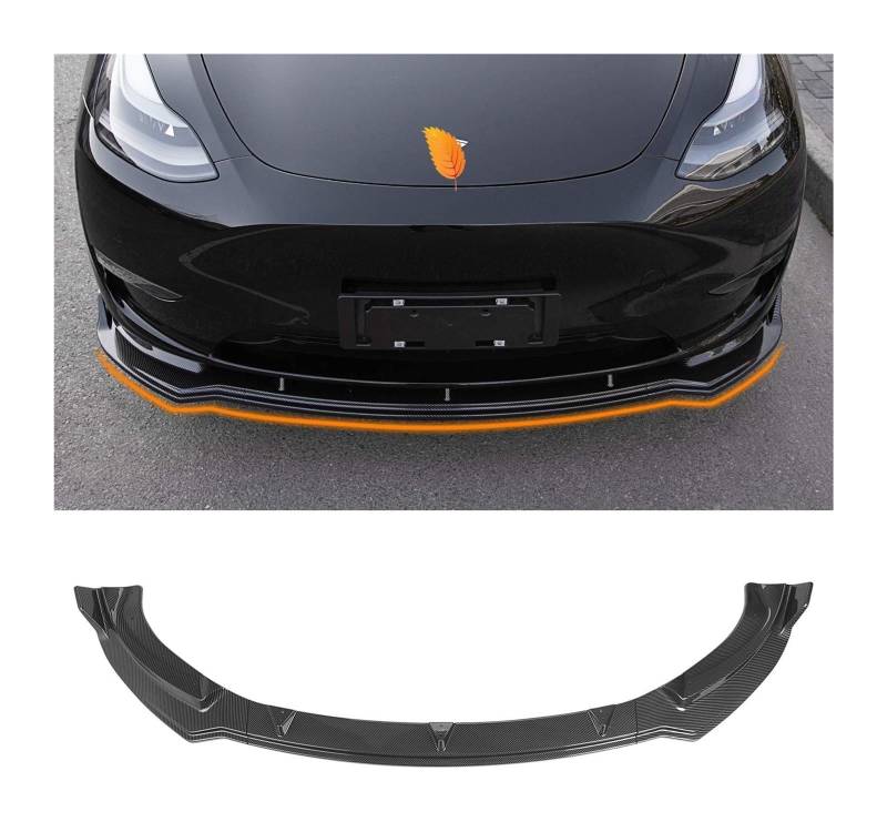 Front Spoiler Lippe Für Model Y 2020-2022 Frontschürze Lippe Kinn Spoiler Carbon Look Front Diffusor Diffusor Glänzend-schwarz(Carbon-fiber-look) von RINKTEEA