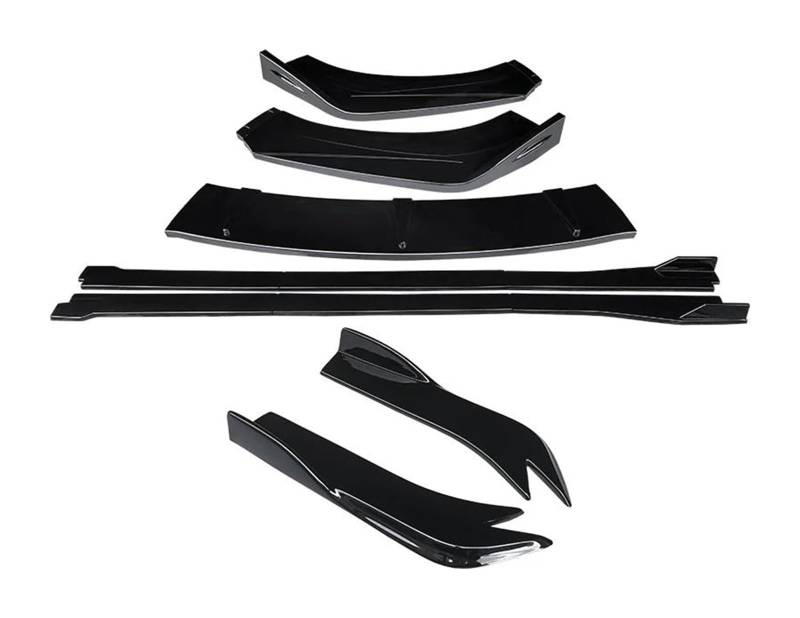 Front Spoiler Lippe Für RS6 2013-2018 Auto Front Stoßstange Splitter Lip Body Kit Spoiler Seite Röcke Extensions Hinten Wrap Winkel Seite Schritt Rock(Gloss Black) von RINKTEEA