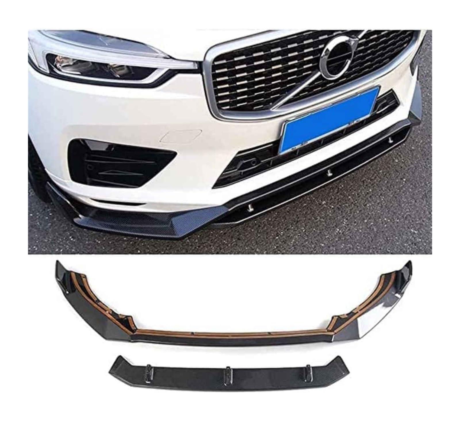 Front Spoiler Lippe Für Volvo XC60 2018–2020 Frontstoßstangenlippe Kinnspoiler Karbonfaser-Look Frontdiffusor Diffusor Normal-A Karbonfaser von RINKTEEA