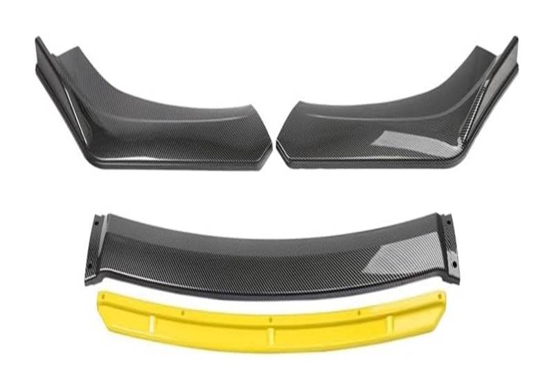 Front Spoiler Lippe Universal Front Bumper Spoiler Lippen Auto Stoßstange Lip Schutz Kinn Diffusor Body Kits Auto Externes Zubehör(Carbon with yellow) von RINKTEEA