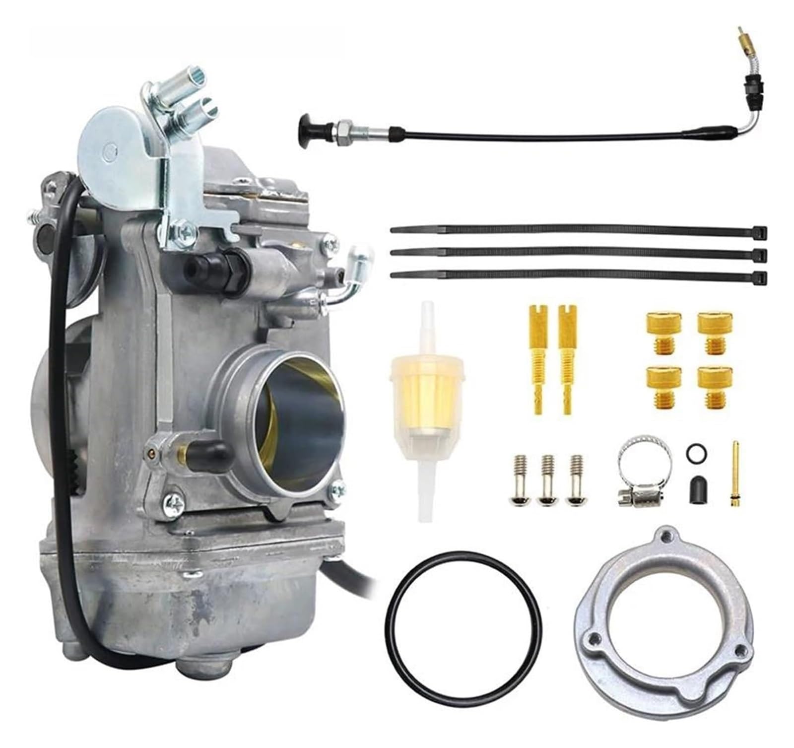 Motoren Carb Für Mikuni HSR TM42 42mm HSR45 45mm HSR48 48mm Für H&arley Motorrad EVO Evolution Pumper Vergaser Mit Düsen(Hsr42 With Cable) von RINKTEEA