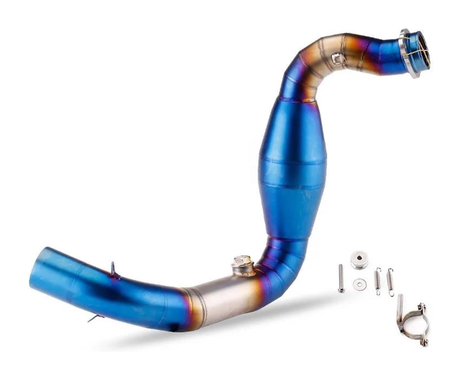 Motorrad Mittleres Auspuffrohr Für B&MW G310R G310GS 2017-2021 Motorradauspuff Endschalldämpfer Escape Full System Schalldämpfer Mid Link Pipe 51mm(Stainless Steel-Blue) von RINKTEEA