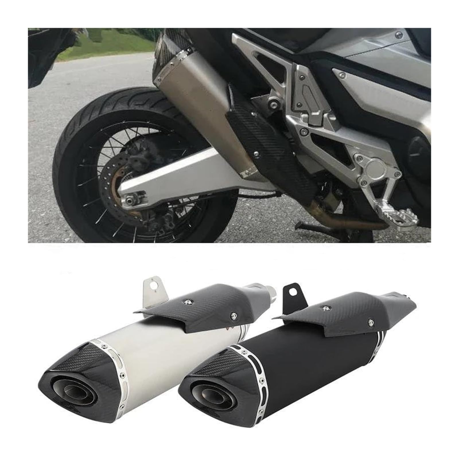 Motorrad Mittleres Auspuffrohr Für X-ADV 750 X-ADV 750 ADV 750 2018-2024 Motorrad Auspuff Endschalldämpfer Motorrad Escape Modify Midlink Rohr Schalldämpfer Slip On(Schwarz) von RINKTEEA