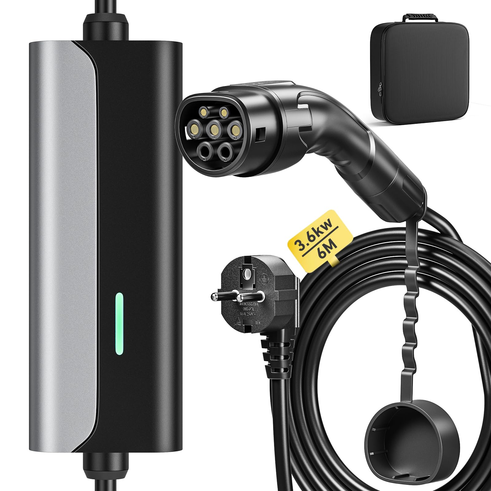 RINRI Ladekabel Elektroauto Typ 2 Schuko, 3.68 kW Typ 2 Ladekabel Schuko, 16A Ladekabel Typ 2 mit Tasche für Electric Car, EV Charger for 3008/508, C5X, DS7, GLA, Q3, X3, ZOE (6M) von RINRI