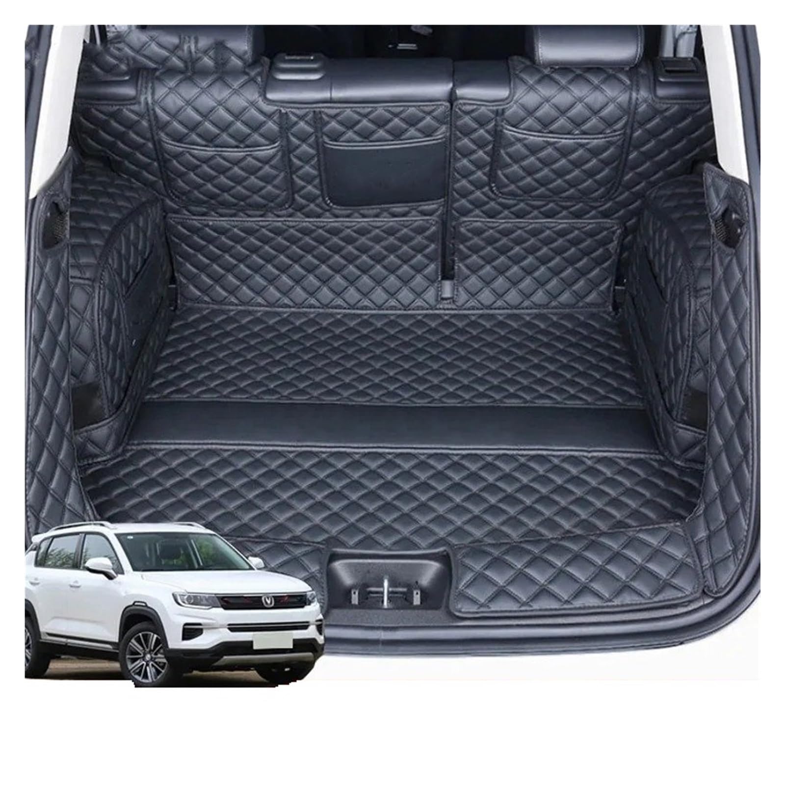 Auto Kofferraummatte Für Changan CS35 Für Plus Stamm Matte Leder Langlebige Cargo-Liner Boot Teppiche Hinten Innen Dekoration Zubehör Volle Abdeckung Auto Kofferraumwanne(Black Full Covers) von RIOVOEE