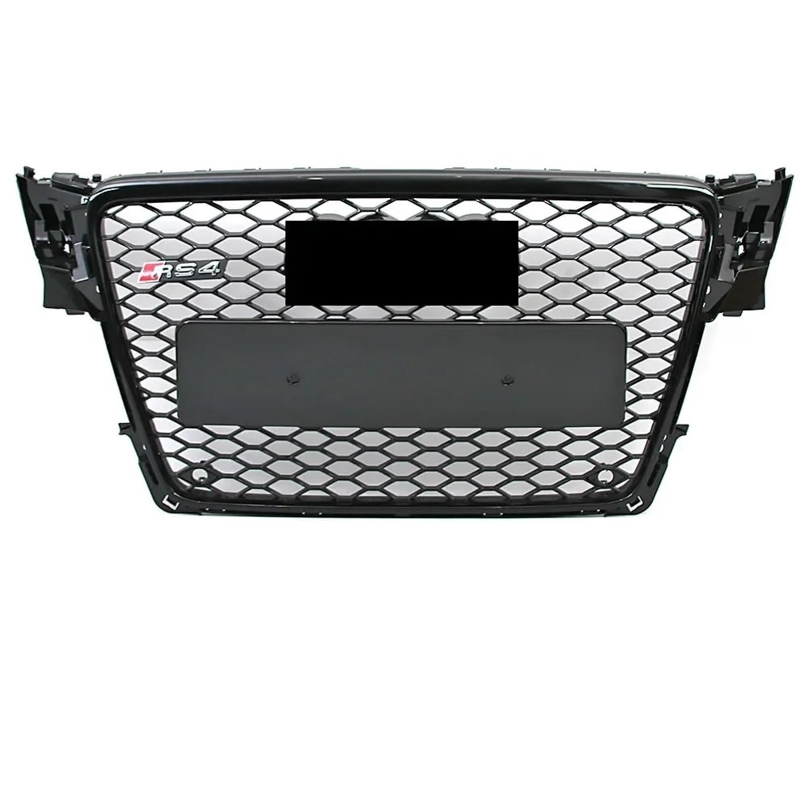 Kühlergrille Für A4 S4 B8 8T 2009–2012 Glänzend Schwarzer Frontstoßstangengrill Chrom-Silber-Waben-Sport-Mesh-Frontstoßstangengrill Im RS4-Stil Frontgrill Kühler(Glossy Black) von RIOVOEE