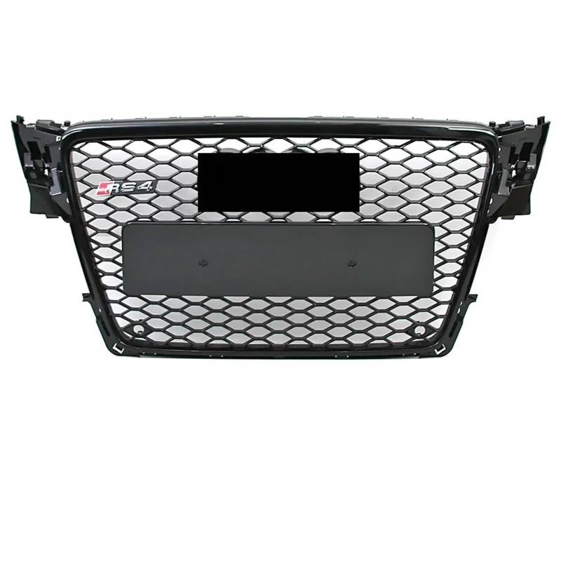 Kühlergrille Für A4 S4 B8 8T 2009–2012 Glänzend Schwarzer Frontstoßstangengrill Chrom-Silber-Waben-Sport-Mesh-Frontstoßstangengrill Im RS4-Stil Frontgrill Kühler(Glossy Black) von RIOVOEE