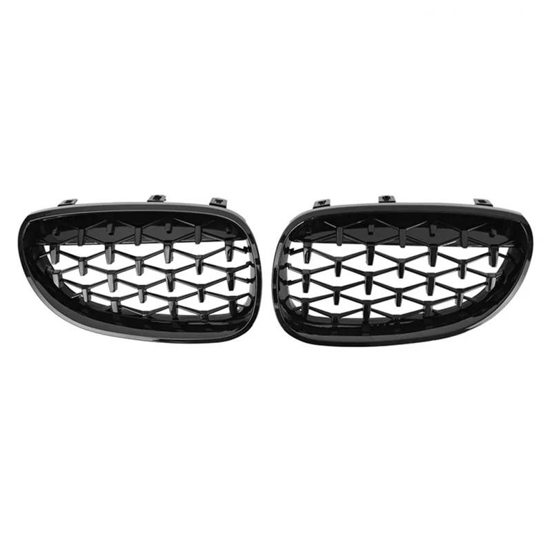 Kühlergrille Für E60 E61 550i 535i 2004-2009 Für Diamant Auto Frontschürze Grille Niere Racing Grill Grille Schwarz Rahmen Silber Grills Frontgrill Kühler(Black) von RIOVOEE