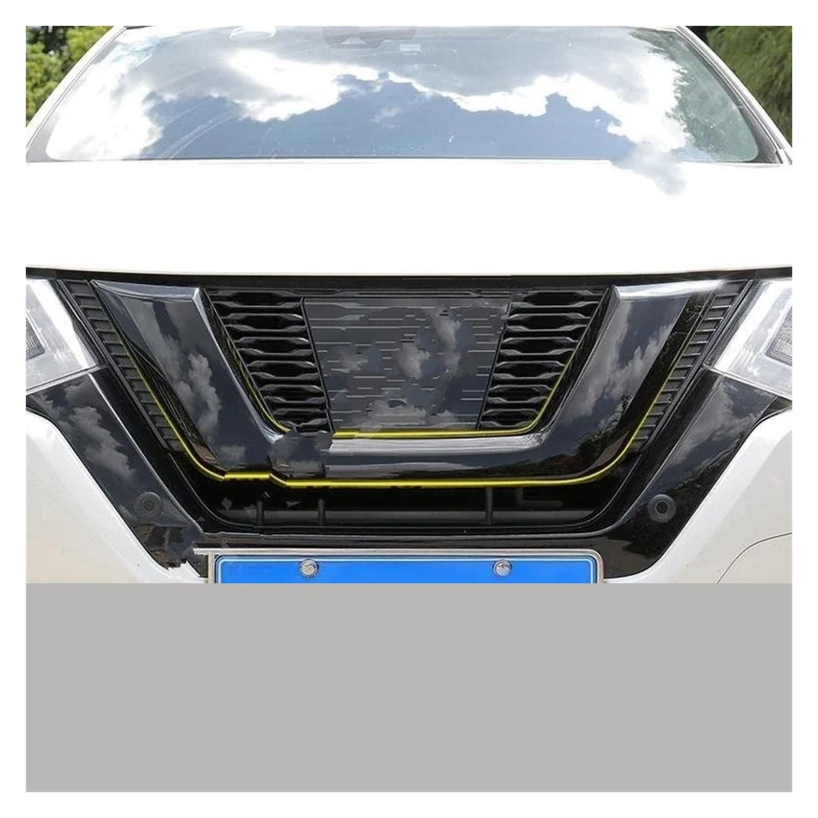 Kühlergrille Für Nissan Für X-Trail Für XTrail T32 Für Rogue 2017-2020 Carbon Fiber Texture Gloss Schwarz Front Grill Trim Abdeckung Auto Styling Fit Frontgrill Kühler(A) von RIOVOEE