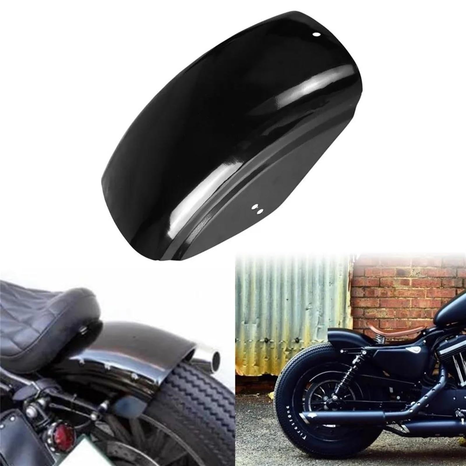 Motorrad Kotflügel Für Sportster XL883 XL1200 Motorrad Schwarz Chrom Kurze Flache Hinten Fender Schlamm Schutz Bobber Cafe Racer Kotflügel Abdeckung Fender Kotflügel(Gloss Black Fender) von RIOVOEE