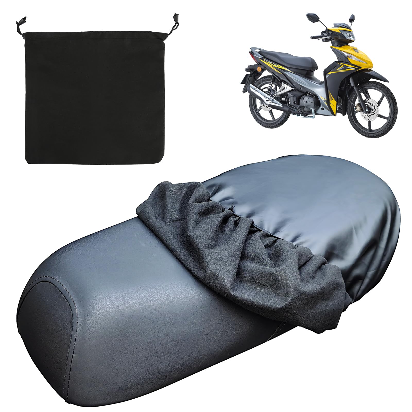 RISF Motorrad Sitzbezug, Universal Roller Sitzbankabdeckung, Roller Sitzbank Regenschutz Mit Motorradsitzbezug Staubkissenbezug Aufbewahrungstasche, Sitzbezug Roller mit Gummiband für Motorrad von RISF