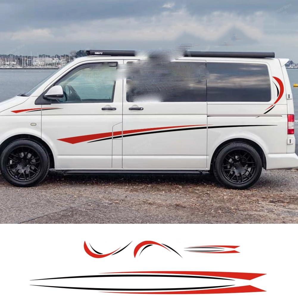 Auto Karosserie Seite Aufkleber Grafik Streifen Aufkleber, für Camper Van Wohnmobil Wohnmobil Minivan Cargo Panel Kofferraum Bus Auto para Zubehör von RIUGHJID