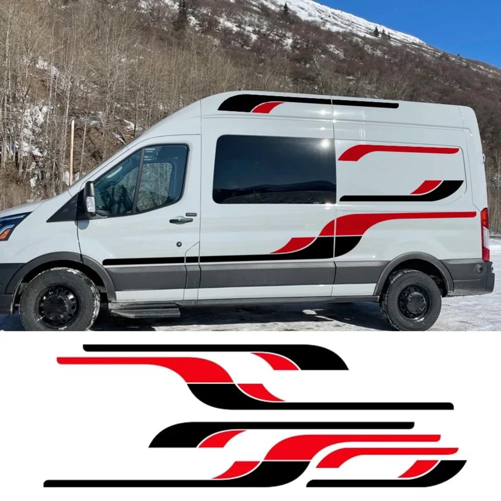 Auto Karosserie Seitenaufkleber Wohnmobil Wohnmobil Cargo Camper Streifen Van Grafik Sport Vinyl Universal Dekor Aufkleber Auto Tuning Zubehör von RIUGHJID