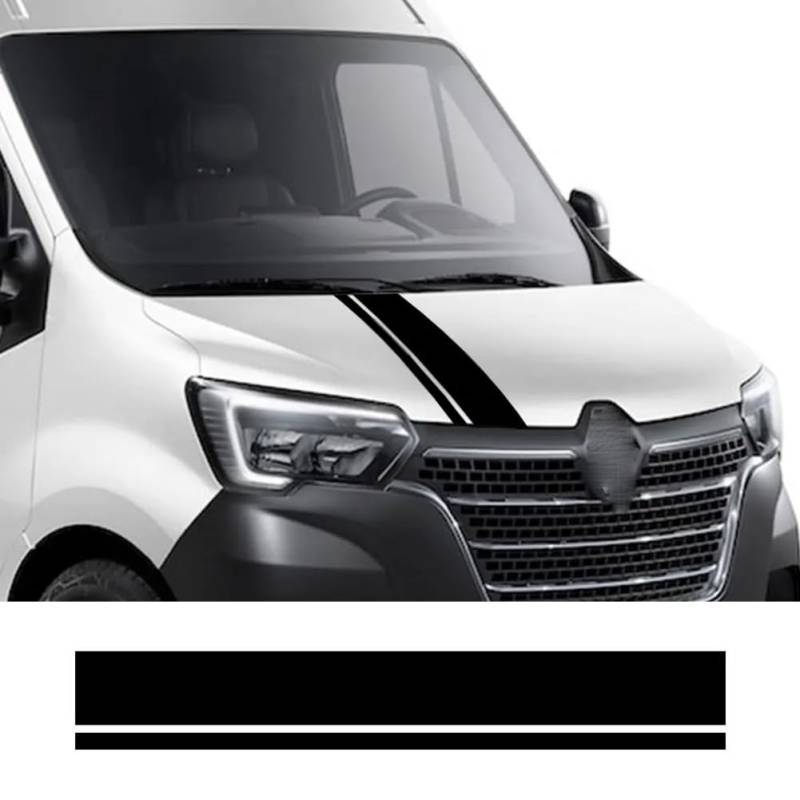 Auto Motorhaube Aufkleber, für Renault Master 2 3 4 Camper Van Sport Streifen Motorabdeckung Grafik Vinyl Aufkleber Tuning Zubehör von RIUGHJID