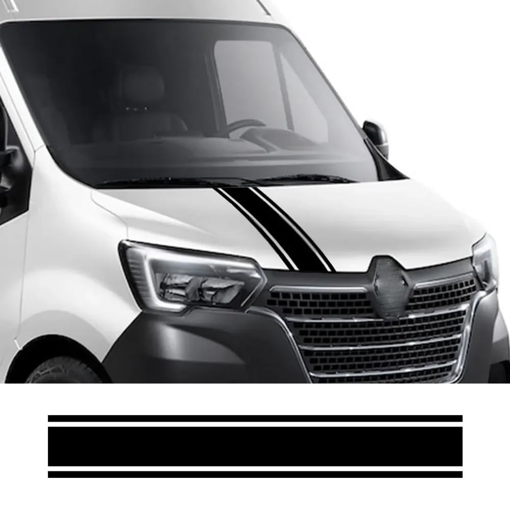 Auto Motorhaube Aufkleber, für Renault Master 2 3 4 Van Camper Sport Streifen Motorabdeckung Grafik Vinyl Aufkleber Tuning Zubehör von RIUGHJID