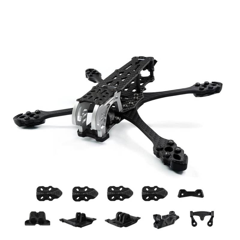 GEP-MK5 Rahmen kompatibel mit Mark5 Serie Drohnen Kohlefaserteile Kompatibel mit DIY RC FPV Quadcopter Freestyle Zubehör(PRO FRAME BLACK) von RJXDUPHT