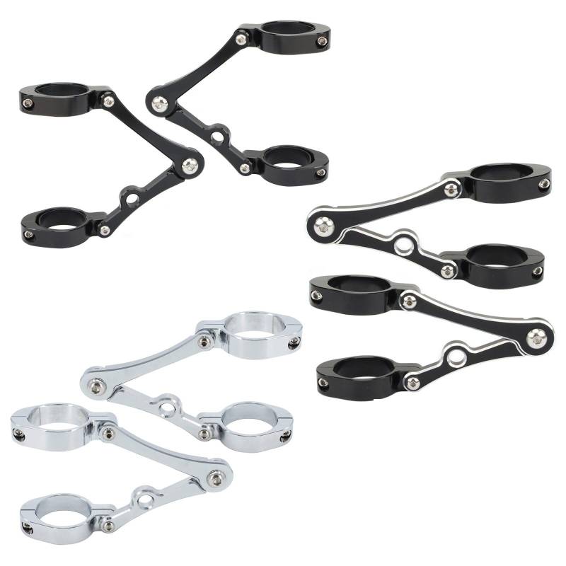 Universal Motorrad Scheinwerfer Halterung Halterung Gabel Rohr Halter 37mm bis 54mm Kompatibel mit Cafe Racer Chopper Bobber(50-54MM Black White) von RJXDUPHT