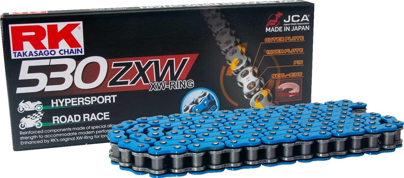 RK Racing Chain BB530ZXW-120 Blue 120 Link XW-Ring Premium Hochleistungskette mit Verbindungsglied von RK Racing Chain