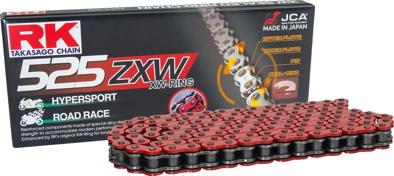 RK Racing Chain RR525ZXW-150 Red 150 Link XW-Ring Premium Hochleistungskette mit Verbindungsglied von RK Racing Chain