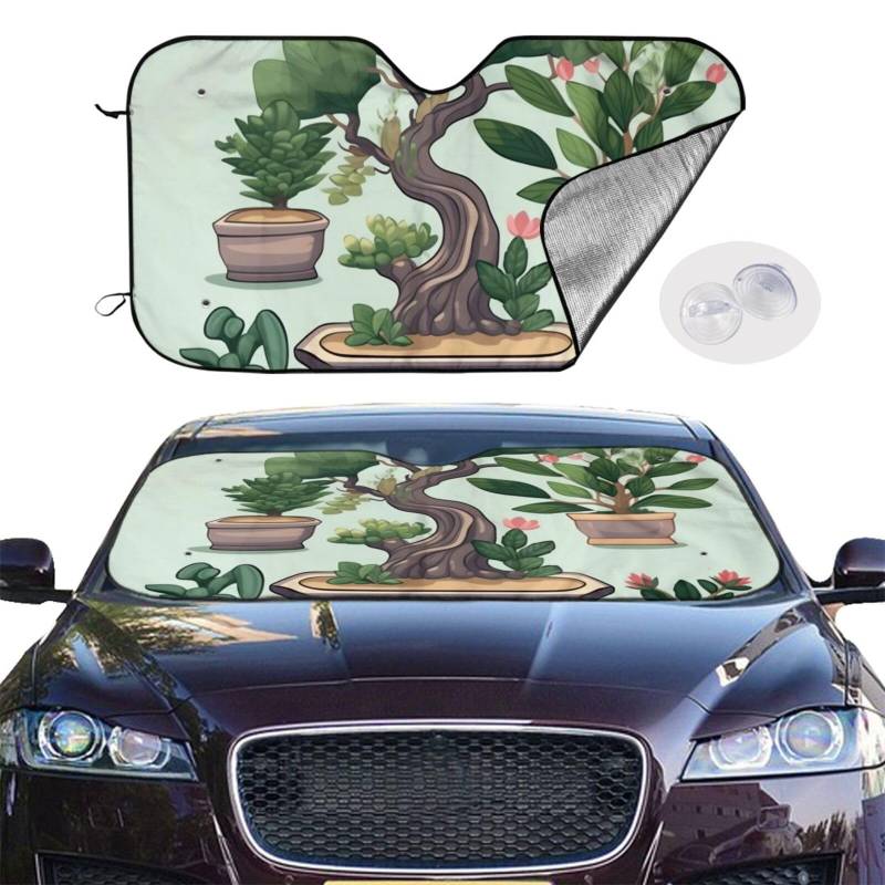 Auto Windschutzscheibe Sonnenschutz Abdeckung Bonsai Pflanze Auto Windschutzscheibe Sonnenschutz Faltbare Auto Sonnenschutz Windschutzscheibe Abdeckung für Auto Frontscheibe Sonnenschutz für SUV LKW von RLDOBOFE