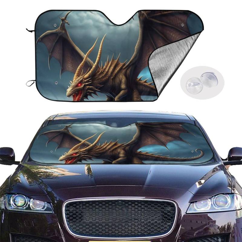 Auto Windschutzscheibe Sonnenschutz Abdeckung Flying Dragon Auto Windschutzscheibe Sonnenschutz Faltbare Auto Sonnenschutz Windschutzscheibe Abdeckung für Auto Frontscheibe Sonnenschutz für SUV LKW von RLDOBOFE