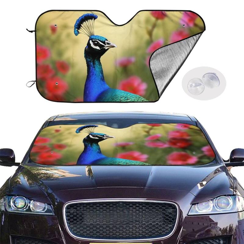 Auto Windschutzscheibe Sonnenschutz Abdeckung Pfau Blumen Auto Windschutzscheibe Sonnenschutz Faltbar Auto Sonnenschutz Windschutzscheibe Abdeckung für Auto Frontscheibe Sonnenschutz für SUV LKW von RLDOBOFE