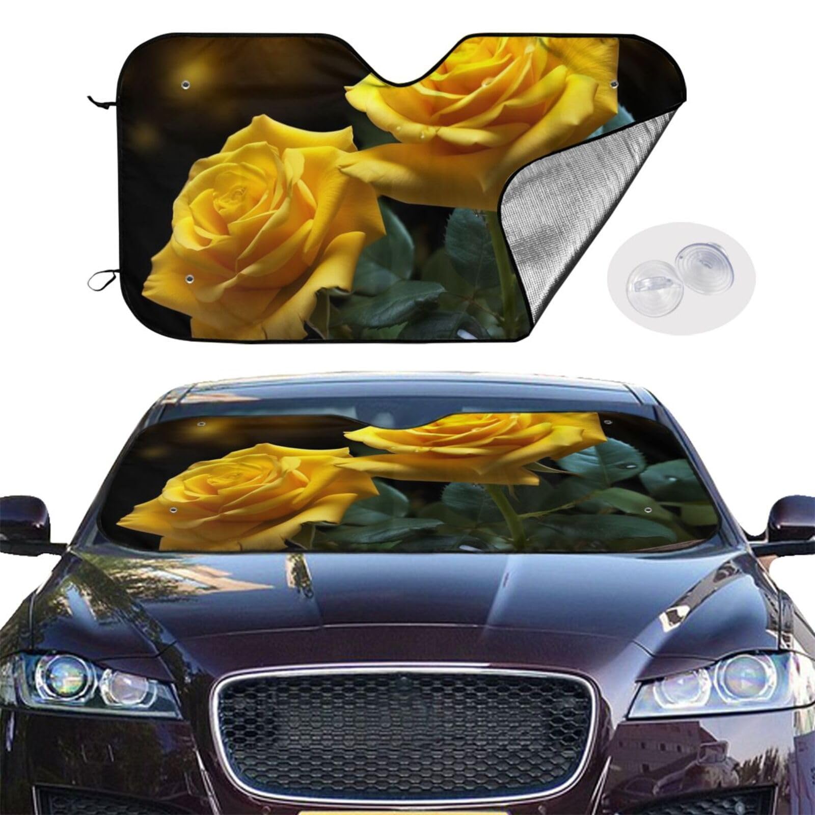 Auto Windschutzscheibe Sonnenschutz Abdeckung Schöne gelbe Rosen Auto Windschutzscheibe Sonnenschutz Faltbare Auto Sonnenschutz Windschutzscheibe Abdeckung für Auto Frontscheibe Sonnenschutz für SUV von RLDOBOFE