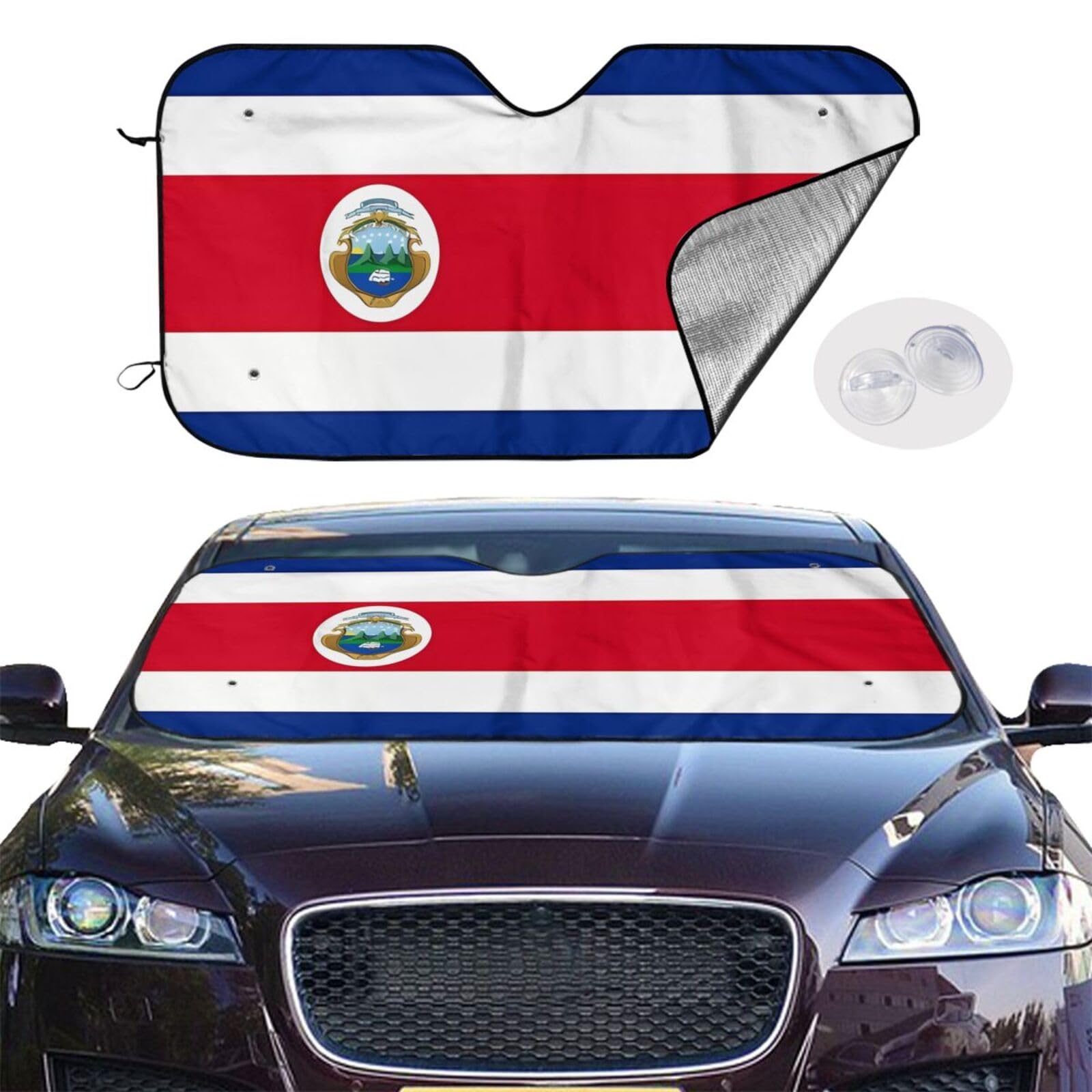 Auto-Windschutzscheiben-Sonnenschutz, Costa-Rica-Flagge, faltbar, Auto-Sonnenschutz, Windschutzscheibenabdeckung für Auto, Frontscheibe, Sonnenschutz für SUV-LKW von RLDOBOFE