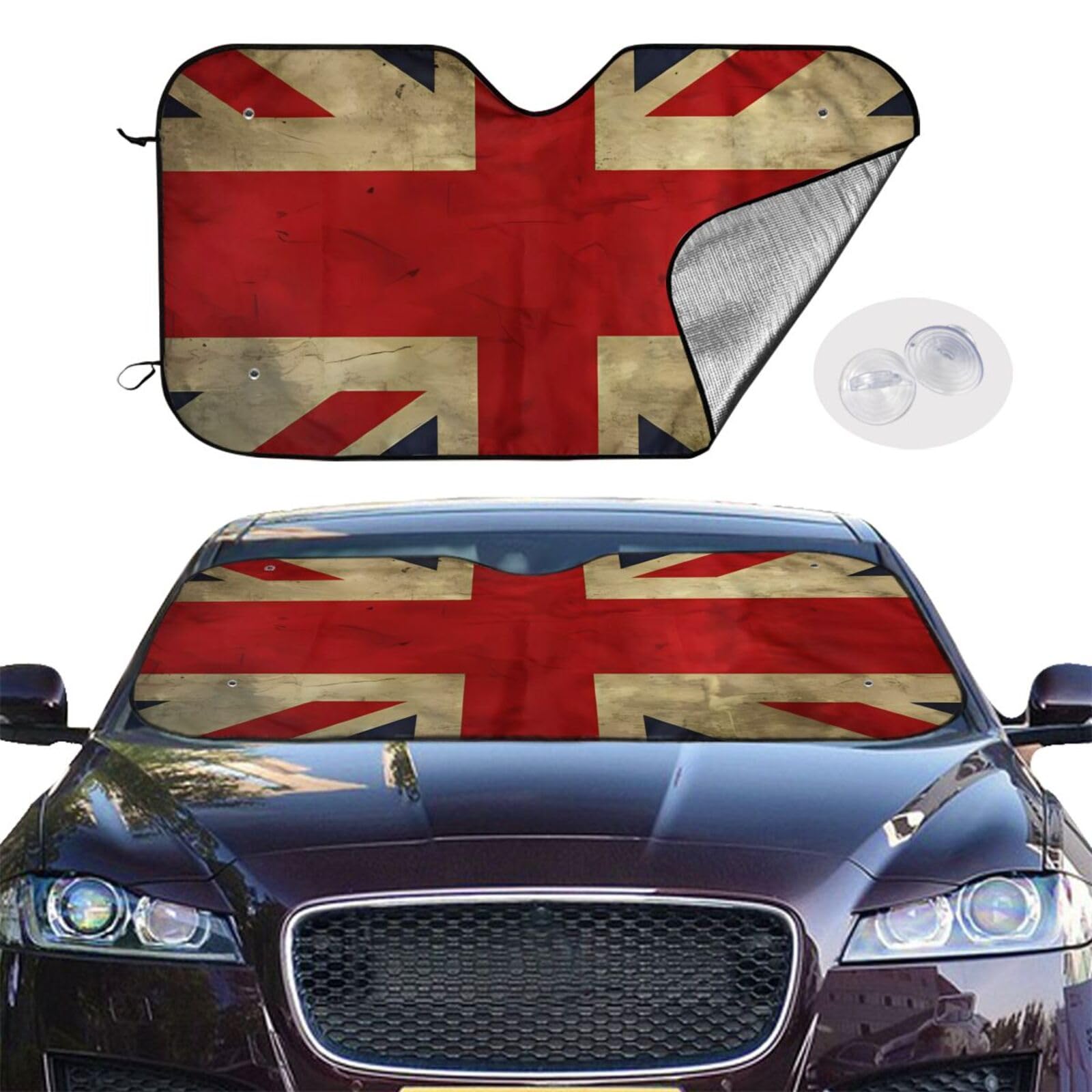 Auto-Windschutzscheiben-Sonnenschutz, britische Flagge, faltbar, Auto-Sonnenschutz, Windschutzscheibenabdeckung für Auto, Frontscheibe, Sonnenschutz für SUV-LKW von RLDOBOFE