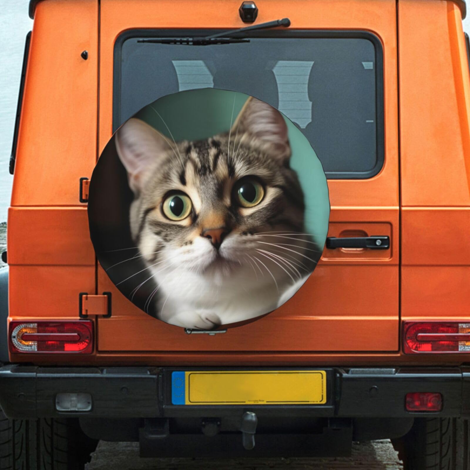 RLDOBOFE Reifenabdeckung, Ersatzradabdeckung für Auto, wasserdichte Reifen, Schutzabdeckung, eine neugierige Katze, Ersatzreifenabdeckung, Reifenradschutz für LKW, SUV, Reserveradschutz, universell von RLDOBOFE