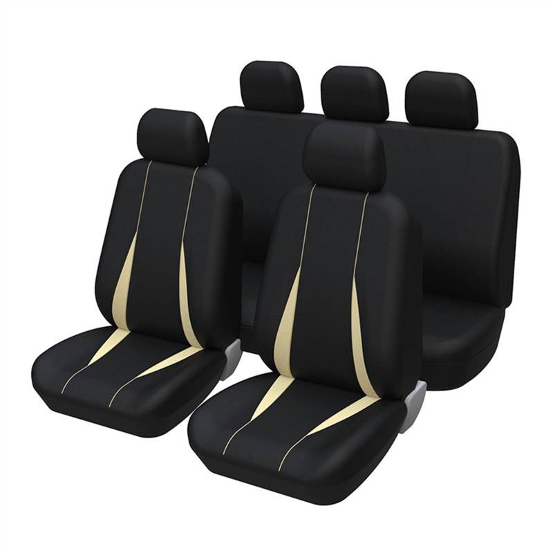 Autositzschoner Autositzbezüge, universelles Autositzbezug-Set aus Polyester, passend für die meisten Autos, SUVs und Vans, einfarbiger zweifarbiger Autositzschutz Auto-Schonbezüge(Beige full set) von RLVYTA