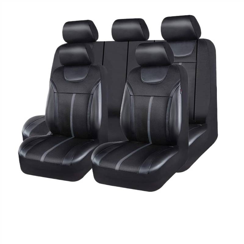 Autositzschoner Universal-Autositzbezug-Set aus PU-Leder und Netzstoff, Autozubehör, Unisex, passend für die meisten Sitzkissen für Autos, SUVs, Vans und Lastwagen Auto-Schonbezüge(5 seat gray) von RLVYTA