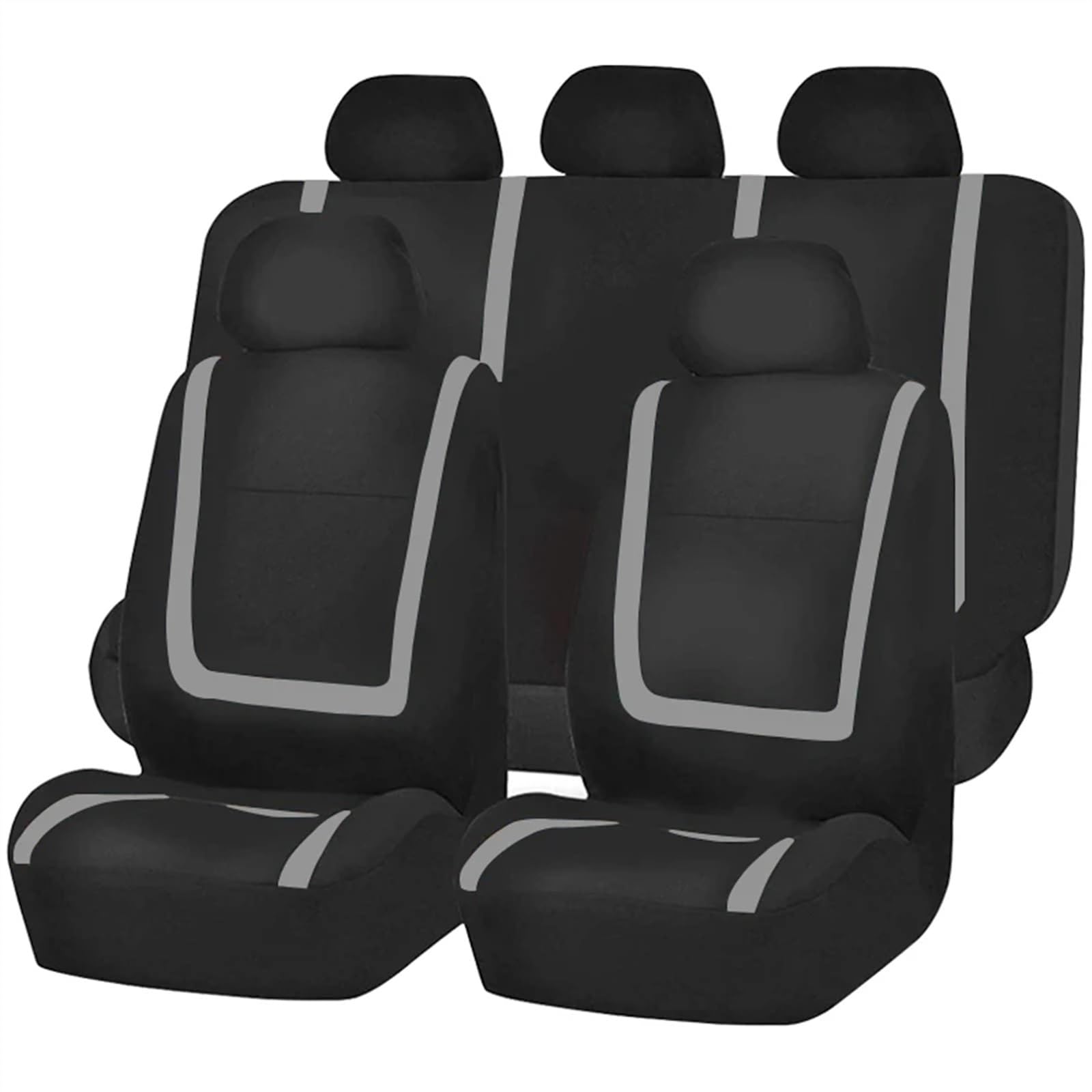 RLVYTA Autositzschoner Komplettes Set Autositzbezug Stoff Universal Polyester Atmungsaktiv Für Auto LKW Van SUV Autozubehör Innenausstattung Auto-Schonbezüge(Gray 5 Seat) von RLVYTA