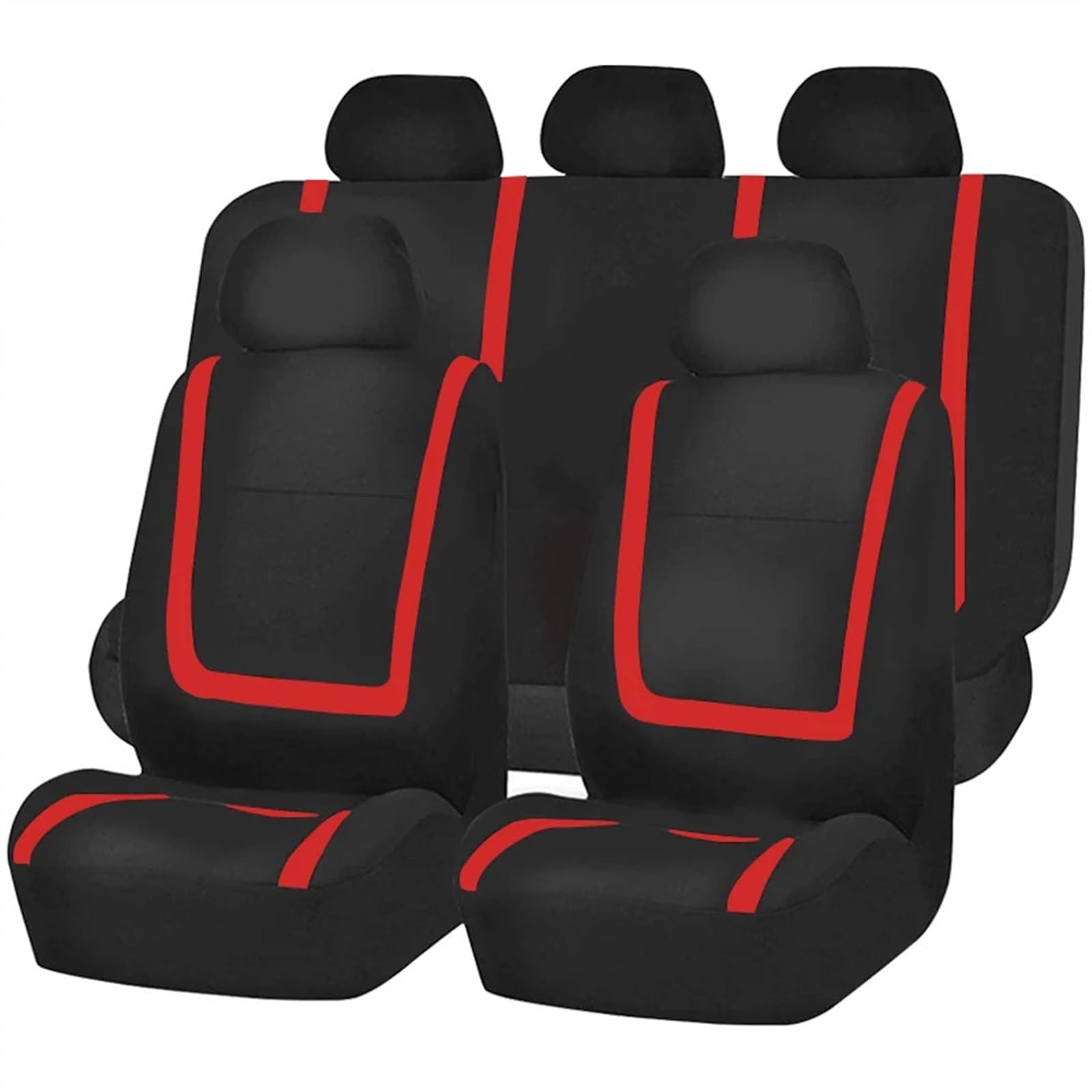 RLVYTA Autositzschoner Komplettes Set Autositzbezug Stoff Universal Polyester Atmungsaktiv Für Auto LKW Van SUV Autozubehör Innenausstattung Auto-Schonbezüge(Red 5 seat) von RLVYTA