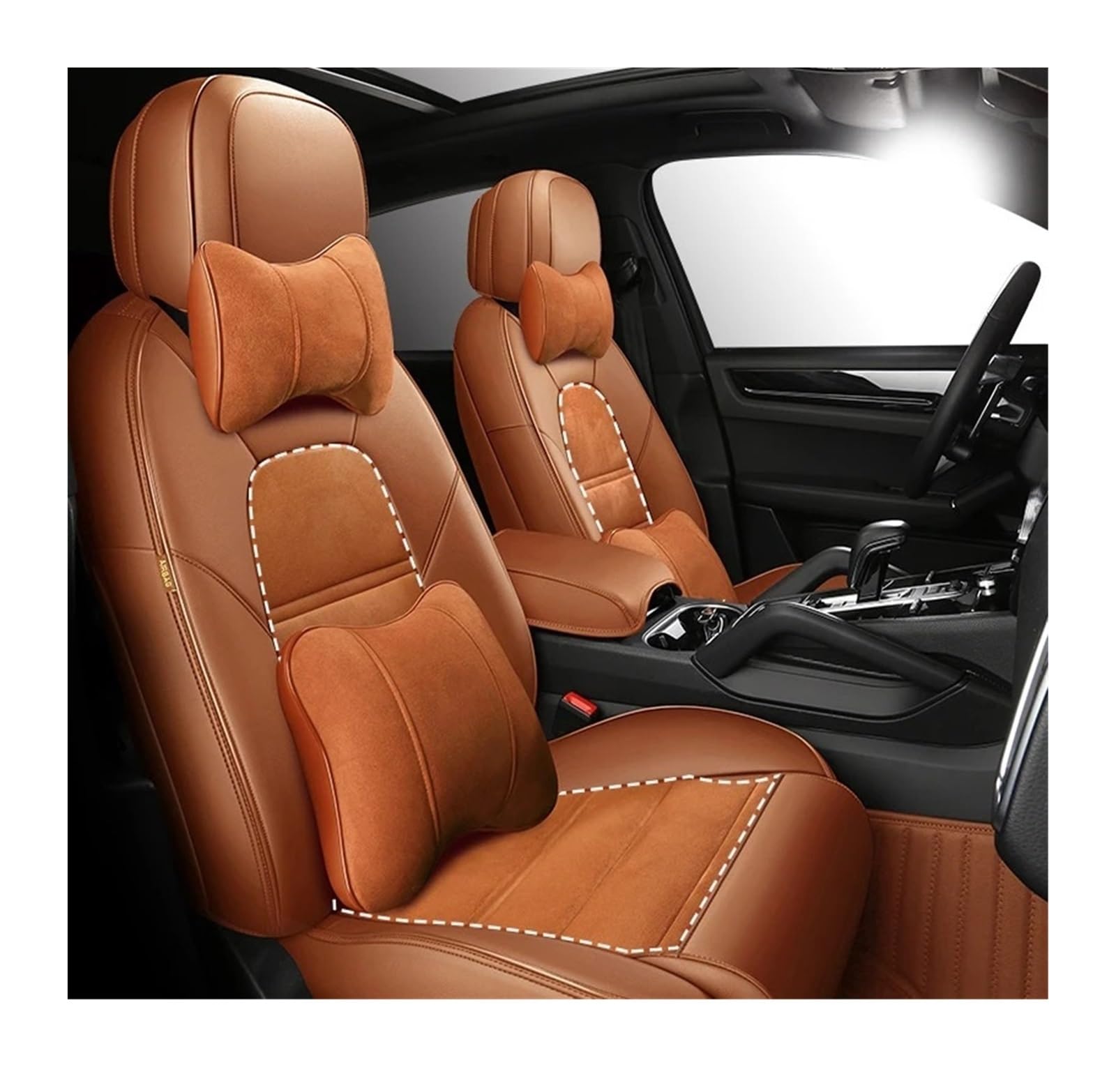 RLVYTA Autositzschoner Passgenaue kombinierte Autositzbezüge aus Leder für 2-reihige 4-5-Sitzer, komplettes Set, individuell anpassbar für 1000 Automodelle Auto-Schonbezüge(Luxury Orange) von RLVYTA