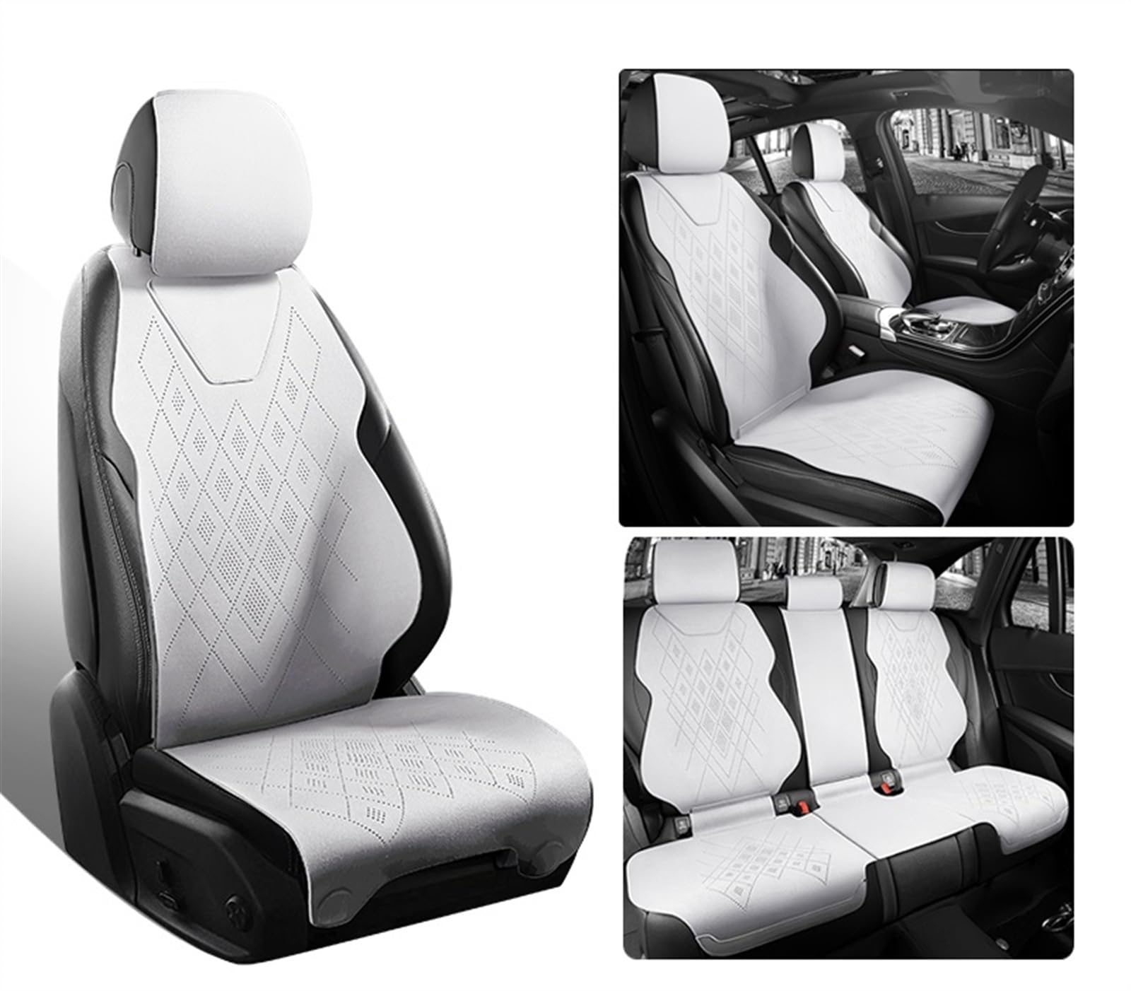 RLVYTA Autositzschoner Universal Fit Autozubehör Wildleder Sattel Sitzkissen Pad Halb bedeckt für 90% Limousine SUV Wildleder Set Abdeckung 5 Sitze Auto-Schonbezüge(Standard Color 4) von RLVYTA