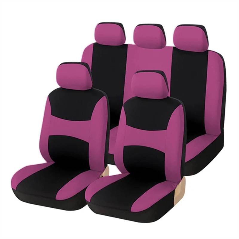 RLVYTA Autositzschoner Universell passende Autositzbezüge, 9-teiliges Komplettschutzset, Airbag-kompatibel, Schwarz mit Rot Auto-Schonbezüge(Purple Full Set) von RLVYTA