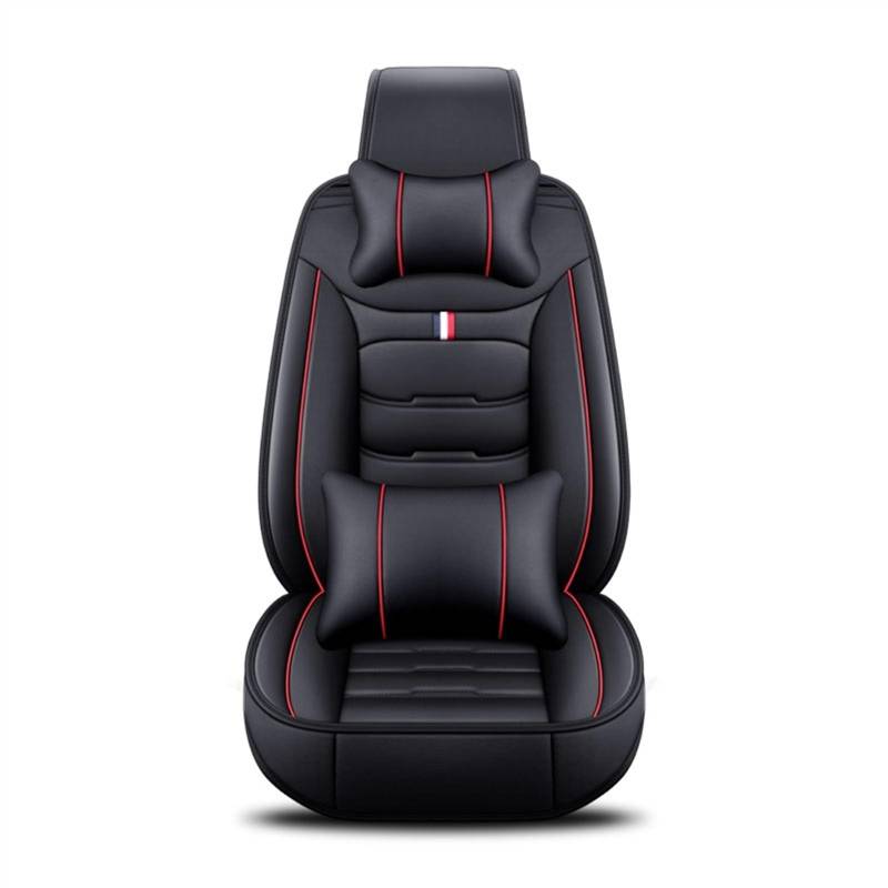 RLVYTA Autositzschoner Universeller Autositzbezug aus Leder, Autozubehör Auto-Schonbezüge(Black Red 1 Seat-01) von RLVYTA