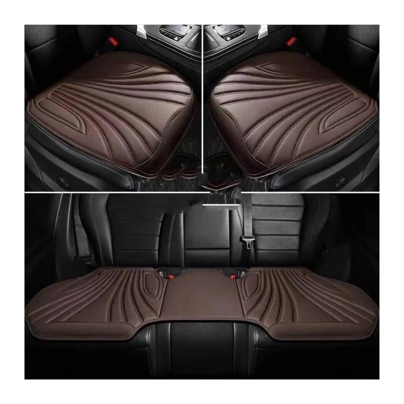 RLVYTA Autositzschoner Wildleder Auto Vorne/Hinten Schutz Innenausstattung Autositzbezug Universal 5-Sitzer Atmungsaktives Anti-Rutsch-Kissen Auto-Schonbezüge(3pcs Brown) von RLVYTA